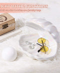 Ceramic Shell Pearl Light LED Clam Tabletop Lamp For Beach Room Decor with jewelry displayed in open shell design