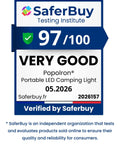 SaferBuy certificate for Popolron Portable LED Camping Light with 97/100 rating, very good quality assurance