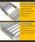 Heavy Duty Gravity Roller Conveyor 4m Length, 13.8 Inch Wide Galvanized Steel Unpowered Track for loading dock shipping, featuring folding design.