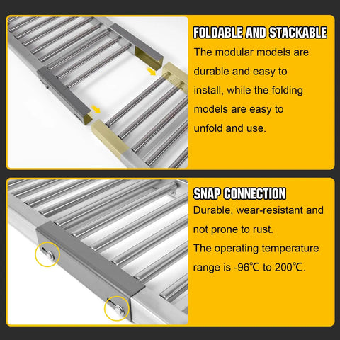Heavy Duty Gravity Roller Conveyor 4m Length, 13.8 Inch Wide Galvanized Steel Unpowered Track for loading dock shipping, featuring folding design.