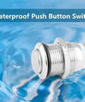 Six Pack 12mm Momentary Push Button Switches 2 Pin SPST 1NO Aluminum Alloy Round Shell IP66 Waterproof Panel Mount 12V 1A Silver