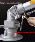 360 Degree Rotating Farm Irrigation Spray Gun With Adjustable Nozzle, close-up of automatic rotation mechanism and metal fittings.