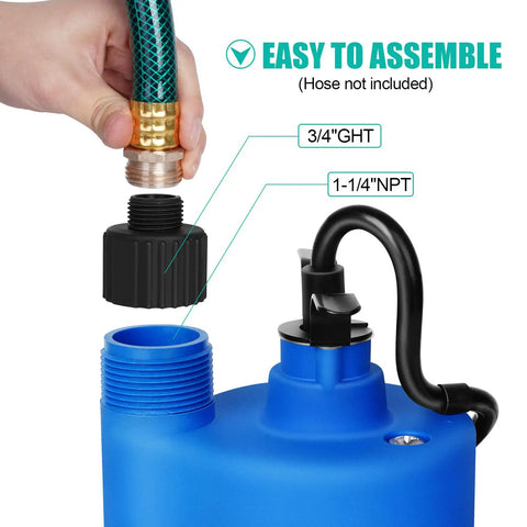 12V DC Water Transfer Pump 1500GPH Submersible Sump Pump With 20 Foot Power Cord Go-To Beast For Quick Water Moves.