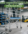 Built Tough Heavy Duty Eight Inch Scaffolding Wheels With Steel Casters And Dual Locking Brakes 1.25 Inch Stem Set Of Four on a scaffolding.