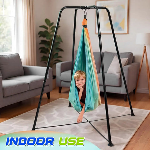 Sensory Swing Stand Frame With Pod Chair And Swing Set Heavy Duty Metal Frame For Indoor And Outdoor Use Autism Therapy