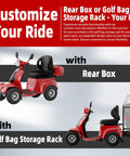 Badass Two In One Electric Golf Cart And Adult Mobility Scooter with rear box and golf bag rack for customizable storage.
