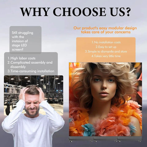 No Hassle Plug And Play 80 Inch Vertical Led Display, Floor Standing Digital Signage Screen showing benefits and easy setup.