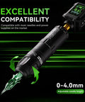 Tattoo Gun Kit Wireless Machine With Dual 1800mAh Batteries showcasing compatibility details