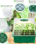 Seed Starter Tray Kit With Grow Lights And Humidity Domes, 6 Packs Indoor Greenhouse Seedling Trays For Planting, 12 Cells Per Tray