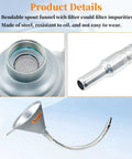 Detailed view of 14.84 Inch Steel Bendable Spout Funnel with Filter for automotive oils and liquids, highlighting metal construction
