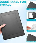 Self Adhesive Drywall Access Panel Hide That Messy Wiring And Plumbing Pipes With This Quick Peel And Stick Wall Hole Cover 7 By 5 Inch durable black panel made of ABS plastic.