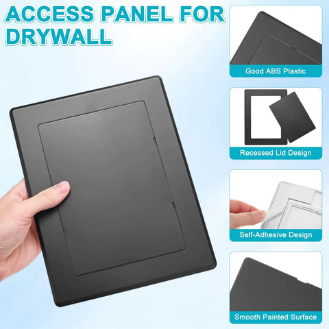 Self Adhesive Drywall Access Panel Hide That Messy Wiring And Plumbing Pipes With This Quick Peel And Stick Wall Hole Cover 7 By 5 Inch durable black panel made of ABS plastic.