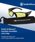 Badass Lightweight Anti Fog Safety Glasses With Amber Yellow Tinted Lenses And Sleek Black Frame For Shooting Sports Plus Top Notch Unisex Uv Protection In A Handy Twelve Pack Bundle with microfiber carry bag.