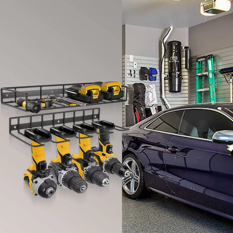 Heavy Duty Floating Power Tool Organizer Wall Mount Rack for tools and drills two pack garage storage solution with hooks