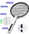 Powerful 4500V Fly Zapper Racket 2 In 1 Handheld Bug Zapper And Purple Mosquito Killer Rechargeable with 3 Layer Safety Net