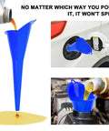 Long Neck Oil Funnel for Cars and Trucks, Built Tough Plastic Universal Pouring Tool for Oil Gas and Lubricants, Blue.