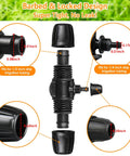 Diagram of Half Inch Drip Irrigation Fittings Kit with Barbed Locking Nuts showing various dimension details for garden use.