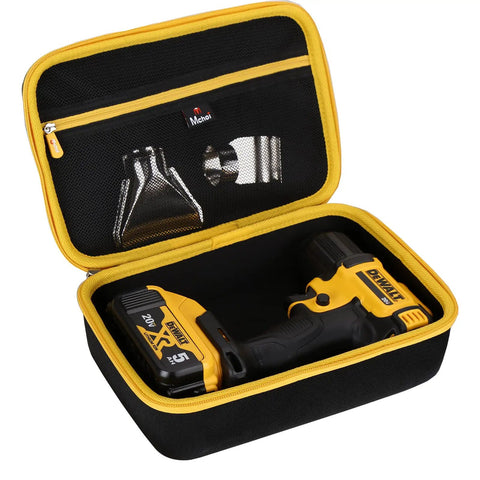 Rugged EVA Hard Case For 20V Max Cordless Heat Gun And Impact Driver Built Tough Waterproof And Shockproof Protective Shell Snug Fit For DCE530B DCF887B DCF845B Models Case Only Easy Access Durable Travel Storage, open showing tool storage.