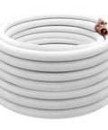Fifty Foot Copper Line Set For Mini Split Air Conditioner And Heat Pump, Includes Three Eighths Inch And One Quarter Inch OD Copper Pipes, White