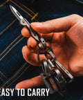 Hand holding Mini Titanium Pocket Knife for Everyday Carry with Razor Sharp Folding Blade, ultra lightweight EDC tool