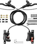 DYISLAND LD-200 2-piston hydraulic disc brake set for e-bike; black, front 1000mm rear 1850mm hoses with hardware