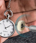 Mini Wool Felt Polishing Brush Wheel Set 40 Pc 1 Inch Wool Felt Grinding Buffing Heads 3mm Shank polishing a pocket watch.