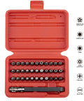 Torx Bit Set With Mini Ratchet Wrench 1/4 Inch Drive 34-Piece Kit For Security Torx Screws Chrome Vanadium Bits in red case
