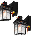 Outdoor Porch Light With Built In GFCI Outlets Dusk To Dawn Motion Sensor Exterior Light Fixture, dual wall mounted lights
