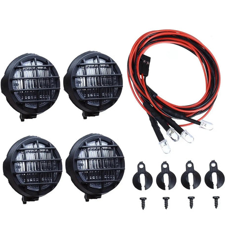 Traxxas RC Light Strips Kit for 1 tenth Crawlers and HSP RC Cars with 4 LED beads, wiring, and screws for easy installation.