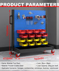 Heavy Duty 2 Tier Mobile Steel Workshop Shelving Unit With Wheels And Handle For Tools And Hardware Storage In Garage Or Shop
