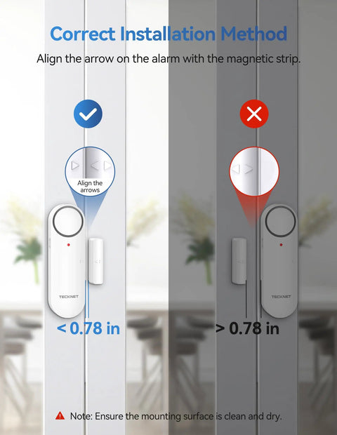 2 In 1 Door Alarm And Window Sensor Chime Set For Kid Safety And Home Security With 3 Level Volume Easy Switch Between Alarm And Doorbell Works On Doors And Windows Ideal For Garages And Apartments 3 Pack installation guide on door