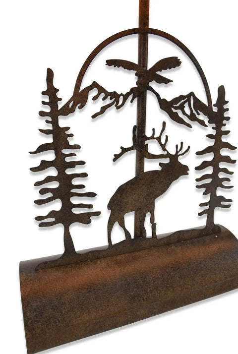 Rustic Elk Table Lamp With Faux Rawhide Shade, Inline Dimmer, 26 Inch Cabin Lighting For Living Room Or Den, cozy amber glow