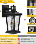 Outdoor Wall Lights With Motion Sensor Black Porch Lighting With One Button Control Three Modes From Dim To Bright