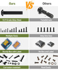 All In One M2 Fastener Set 1300Pcs Hex Socket Button Head Screws Nuts Bolts And Washers In 10.9 Grade Alloy Steel Black Oxide M2 4 6 8 10 12 16 20 Mm Includes Nuts And Lock Washers Heavy Duty Pro Grade Hardware Kit, 10.9 steel comparison