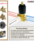 Image showing a mixer water connection setup for the Matte Black Square Shower Valve Kit With Rough In Valve, Single Function Shower Faucet Mixer.