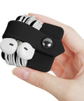 Headphone Case And Cable Organizer For Earbuds And Headphones Cord Winder And Earphone Holder Case Wrap Winder Headset Keeper Cable Manager Portable Silicone Black Cover