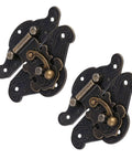 Two dope zinc alloy vintage jewelry box latches with antique bronze finish, rustproof retro hasp for jewelry case chest.