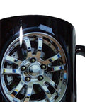 Solid Build Ceramic Coffee Mug featuring chrome wheel design, perfect for hot or cold drinks, ergonomic grip, kitchen essential.