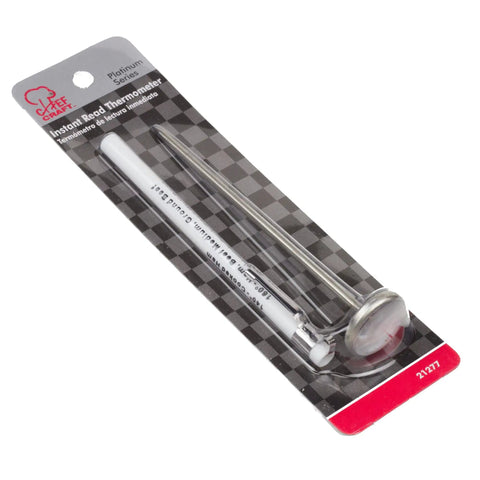 Packaging of Instant Read Thermometer 5.5 Inch Stainless Steel Probe With Fahrenheit And Celsius Includes Storage Sheath And Meat Temperature Guide