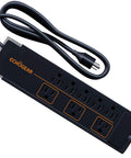 Eight Outlet Surge Protector Power Strip With Slim Profile And 3420 Joules Of Protection For Your TV, Office, Or Gaming Setup