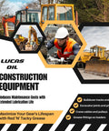 Lucas Oil construction equipment features Red N Tacky High Performance Lithium Grease For Bearings And Chassis Heavy Duty.