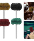 Trendy 100 Piece Mini Buffing Wheel Kit With T-Shaped Design For Drills with assorted colored scouring pads for jewelry polishing.