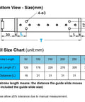 2 Inch Stroke Mini Linear Rail Stage Actuator Beefy For DIY CNC Router X Y Z Motion 50mm Travel size dimensions chart