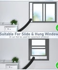 Universal 4 Inch Window Dryer Vent Kit for slide and hung window, showing air vent cover and adjustable panel installation.
