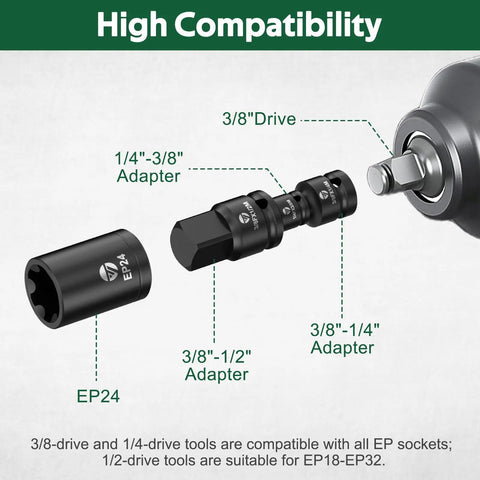 Heavy Duty 22 Piece External Torx Plus Socket Set For Tesla Ev Battery Swaps And Street Build Ups 1 4 3 8 1 2 Inch Drives Knuckle Bashin Chrome V Steel Kit adapter compatibility display.