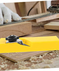 Heavy Duty Abs Edge Trimming Jig For Woodworking Shop Real Deal Hand Planer And Chamfer Attachment To Knock Out Messy Banding Seams With Flawless Millwork Finishes Built To Damn Well Last, yellow ABS edge trimmer on wooden work surface.