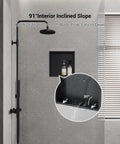 Brushed Stainless Steel Shower Niche With No Tiling Required, Recessed Bathroom Storage, 12 By 12 By 4 Inches, Waterproof And Leakproof Organizer For Shower Walls; 91° interior slope detail for drainage