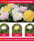 Outdoor Solar Garden Lights Set Featuring Realistic Peony Flower Heads Waterproof Design Bigger Solar Panel And 3 Pack