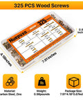 Nine Size M4 Wood Screws Set For Woodworking And Furniture Repairs 325 Piece Zinc Plated Self Tapping Phillips Kit