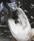 Using Heavy Duty Mini Turbo Angle Grinder Kit With 50 Millimeter Tungsten Cutters for detailed wood sculpting.